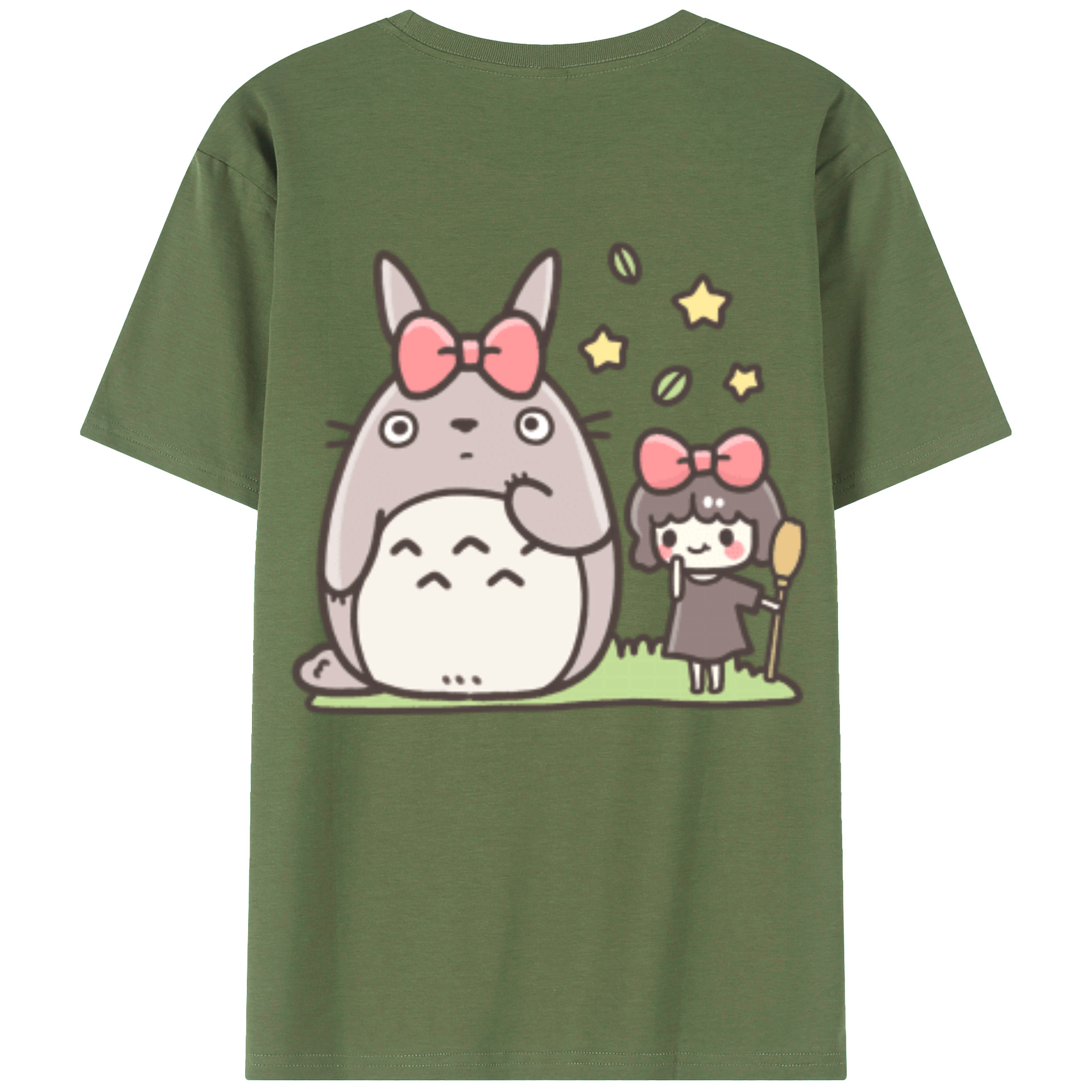 （画像用） となりのトトロ 草壁メイ 草壁サツキ My Neighbor Totoro Satsuki Kusakabe Mei Kusakabe 綿100％ メンズ半袖Tシャツ（バックプリント） 通気性